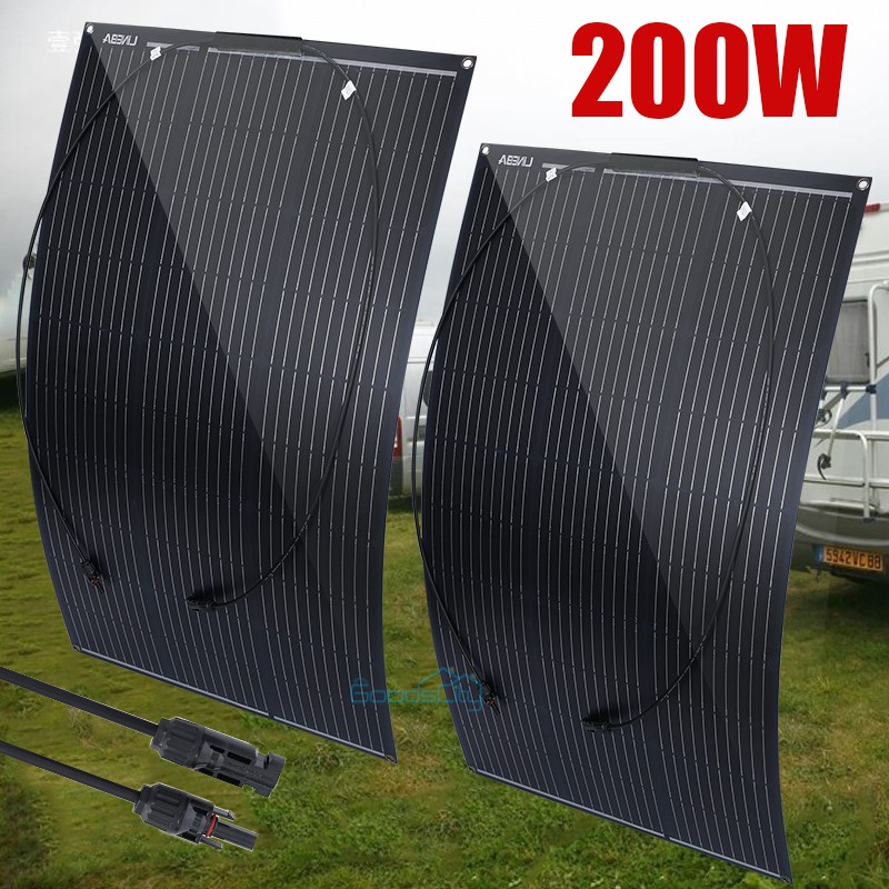 Mono 200W (2 x100W) Flexible Solar Panel Mono Off-grid 12V Power Camping Home