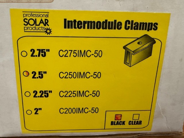 (30) ProSolar C250IMC 2.5″ Intermodule Clamp Black RoofTrac Solar Mounting