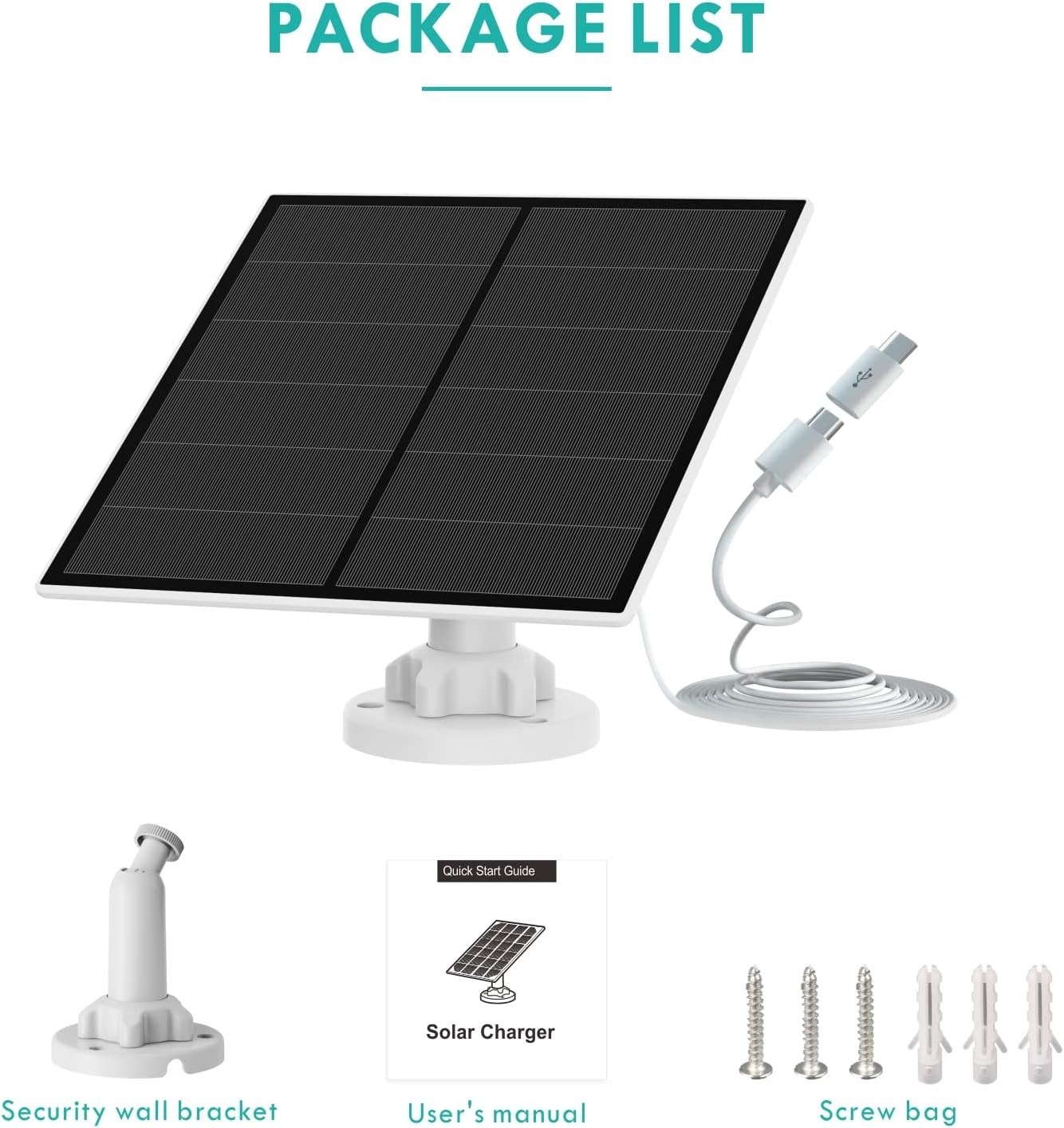 5W Solar Panel for Security Camera Outdoor, 5V USB Solar Panel Charger Compat…