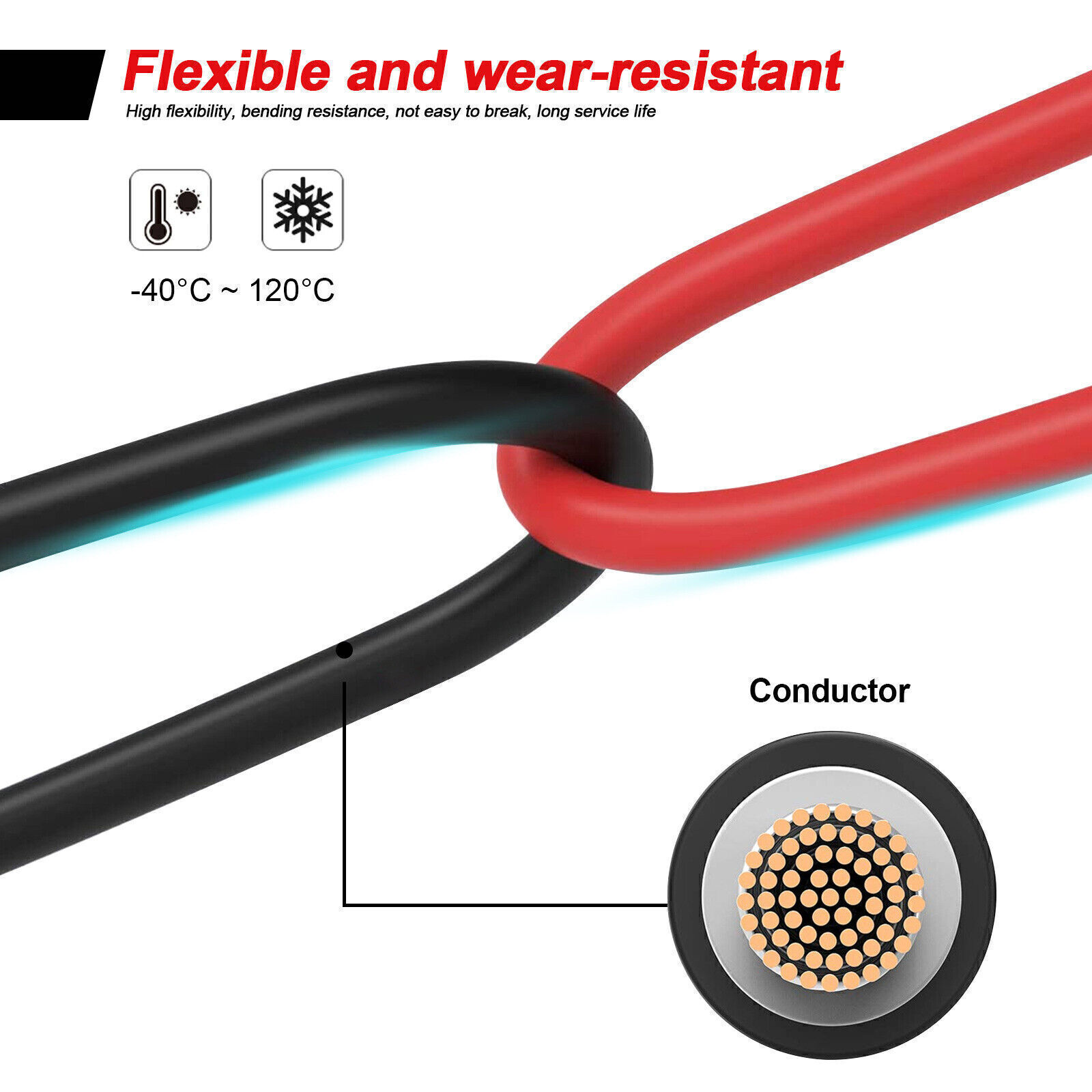 1 Pair Black+Red Solar Extension Cord Solar Panel Cable Wire Connectors 10 AWG