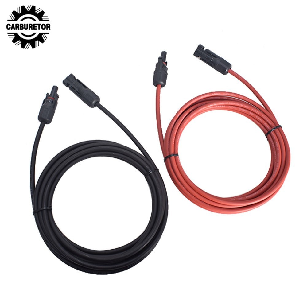 Black And Red Solar Panel Extension Cable Wire Connector 12AWG 1 Pair 10FT