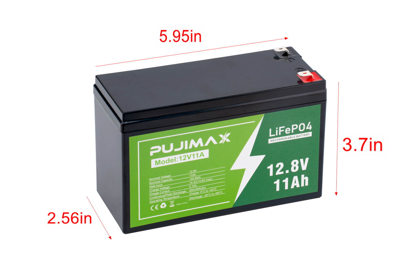 12V 11Ah Lithium Battery 3000+ Cycles LiFePO4 Built-in BMS for Fish Finder UPS