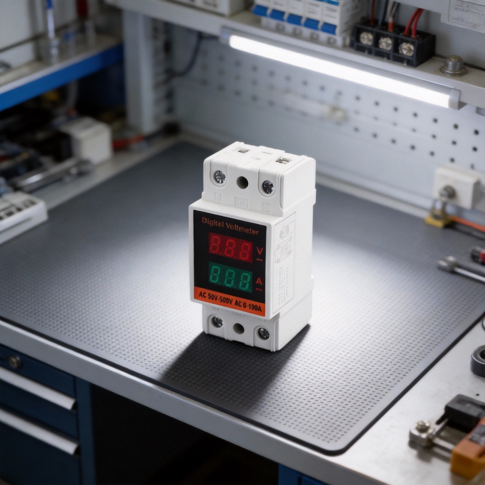 Dual Display AC Voltage and Current Meter with PC Material Construction