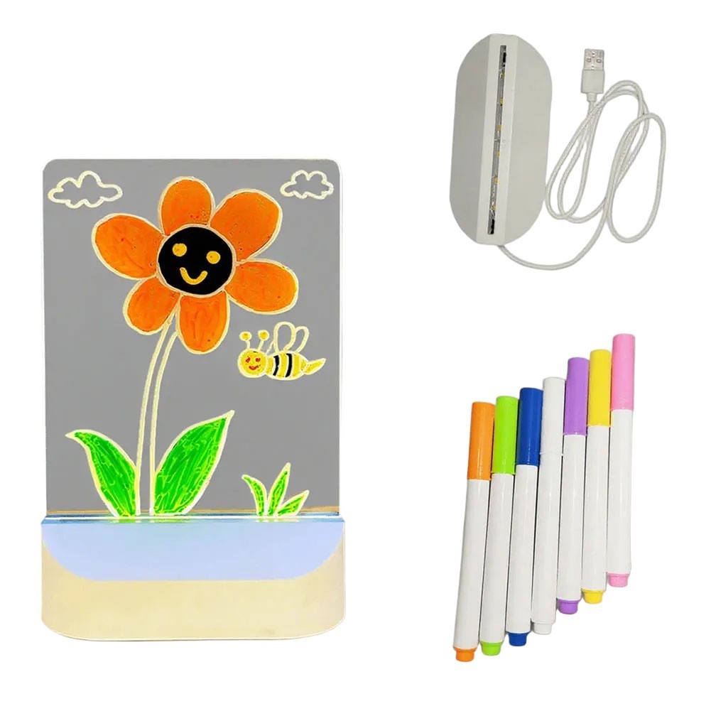 Children Acrylic Drawing Board with Warm Night Light and USB Powered Design