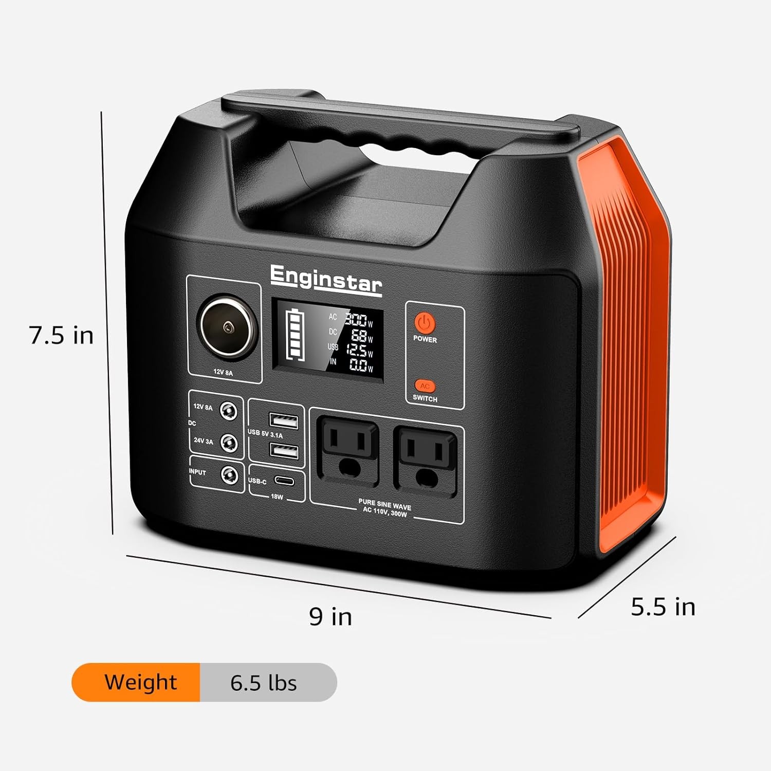 Portable Power Station 300W 296Wh Pure Sine Wave CPAP