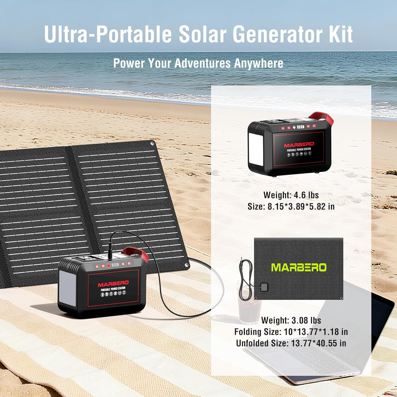237Wh Solar Generator with Solar Panel Included Portable Power Station 300W Pure