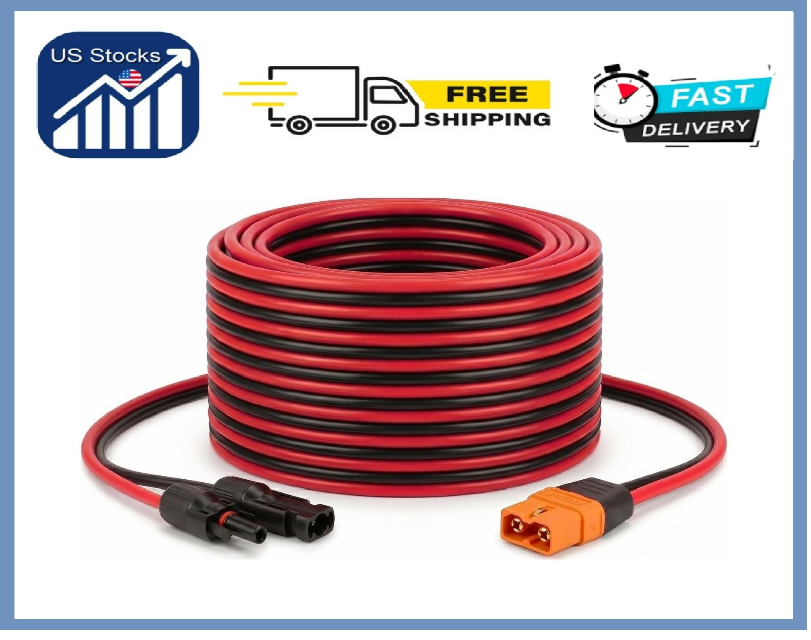 Solar to XT60i Cable 10AWG 15FT Solar Panel to XT60i Adapter Connector