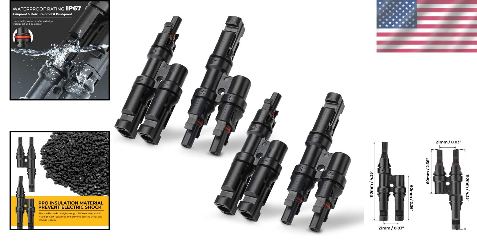 Effortless Solar Panel Connection – 2 Pairs Y Connectors, Tech Support Included