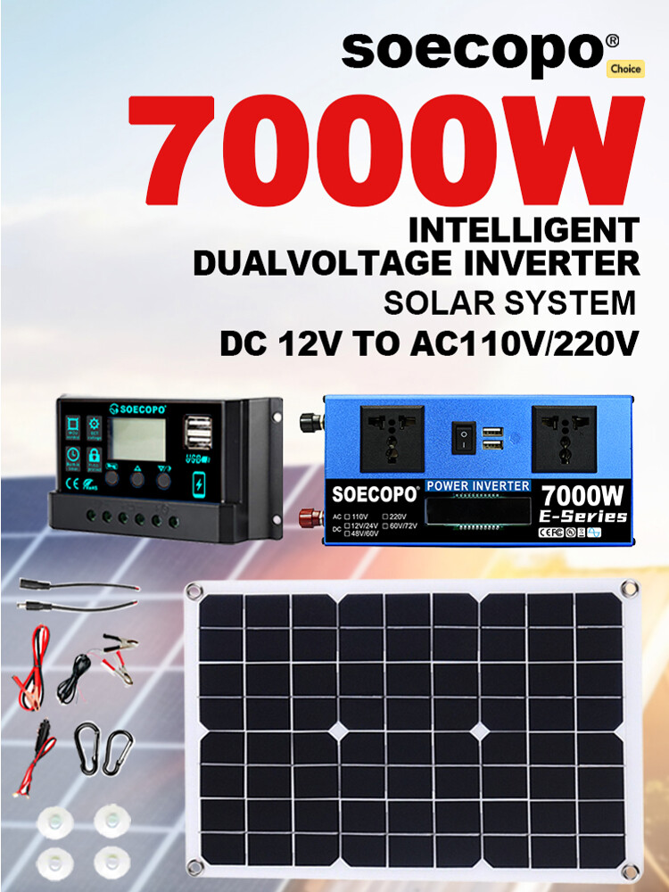7000W 100A 110V Solar Panel Kit Complete Solar Power Generator Home Grid System