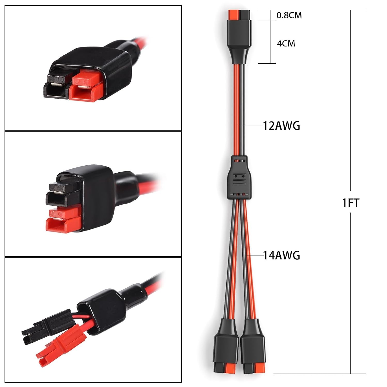 Solar Y Cable Anderson 1FT 12AWG Splitter