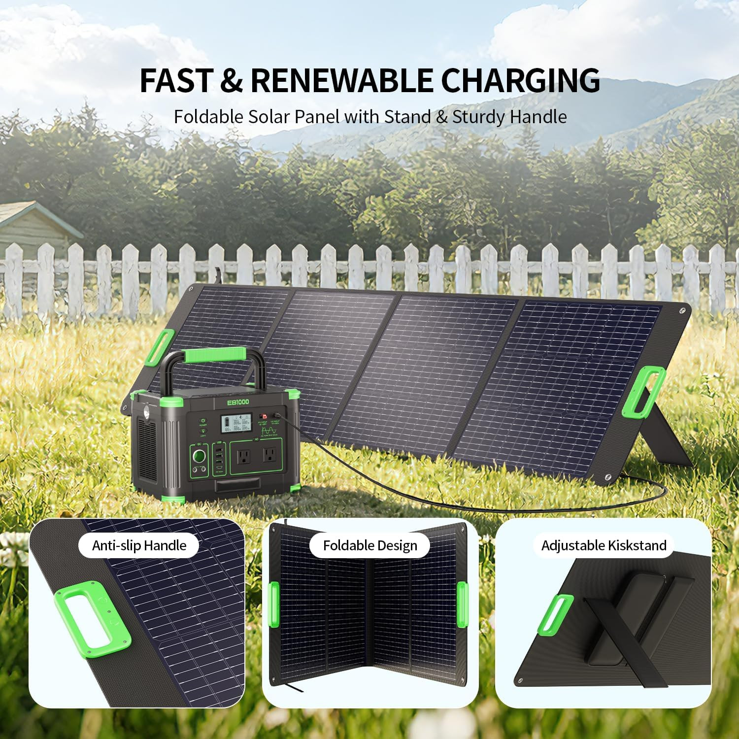 200W Portable Solar Panel, 23.5% High Efficiency ETFE Foldable Solar Charger for