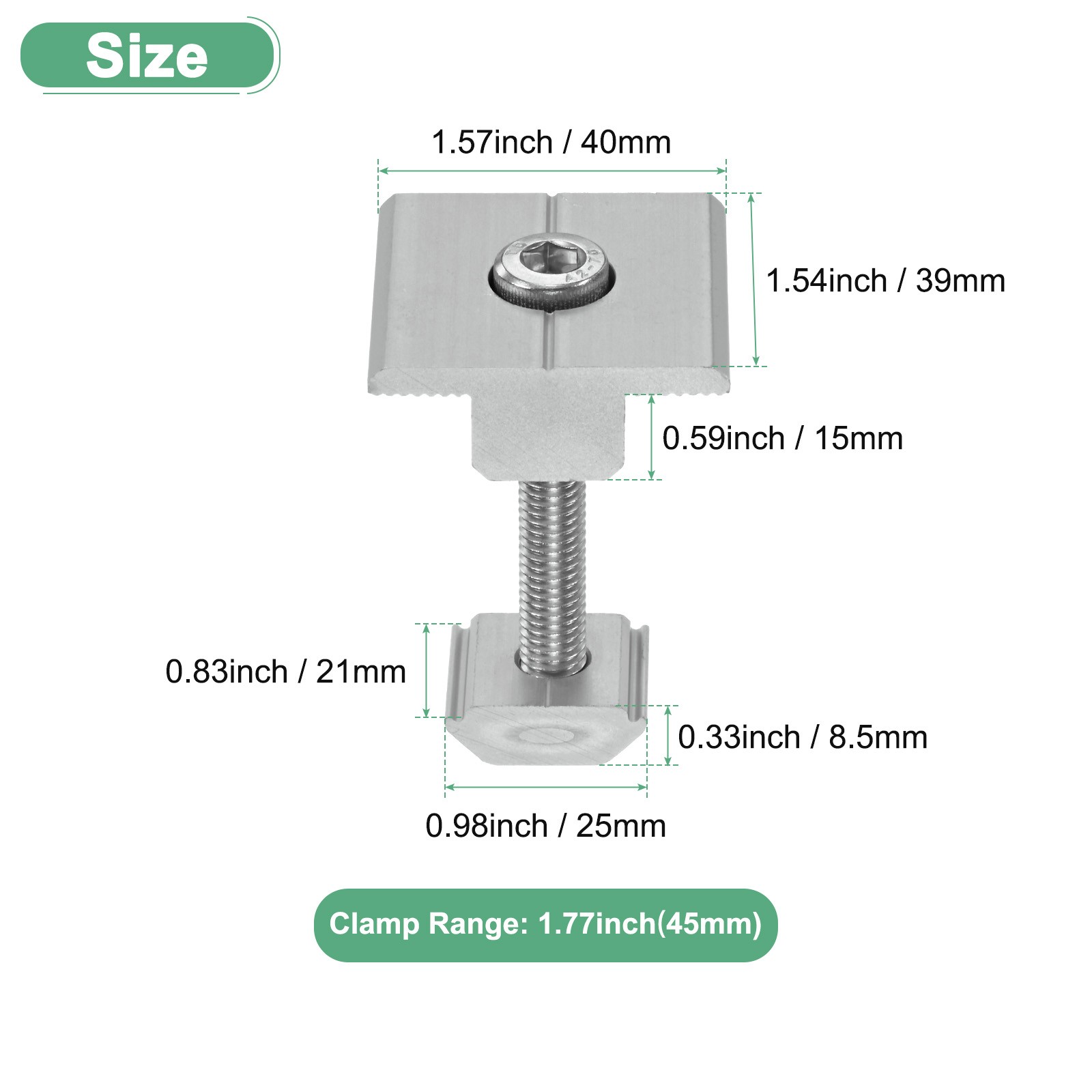12pcs Solar Panel Mount Mid Clamps t Clips 45mm Aluminum for RVs White