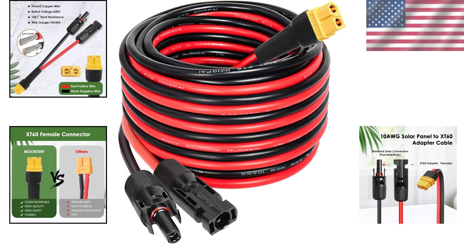 Efficient XT60 Adapter Cable for Solar Panel