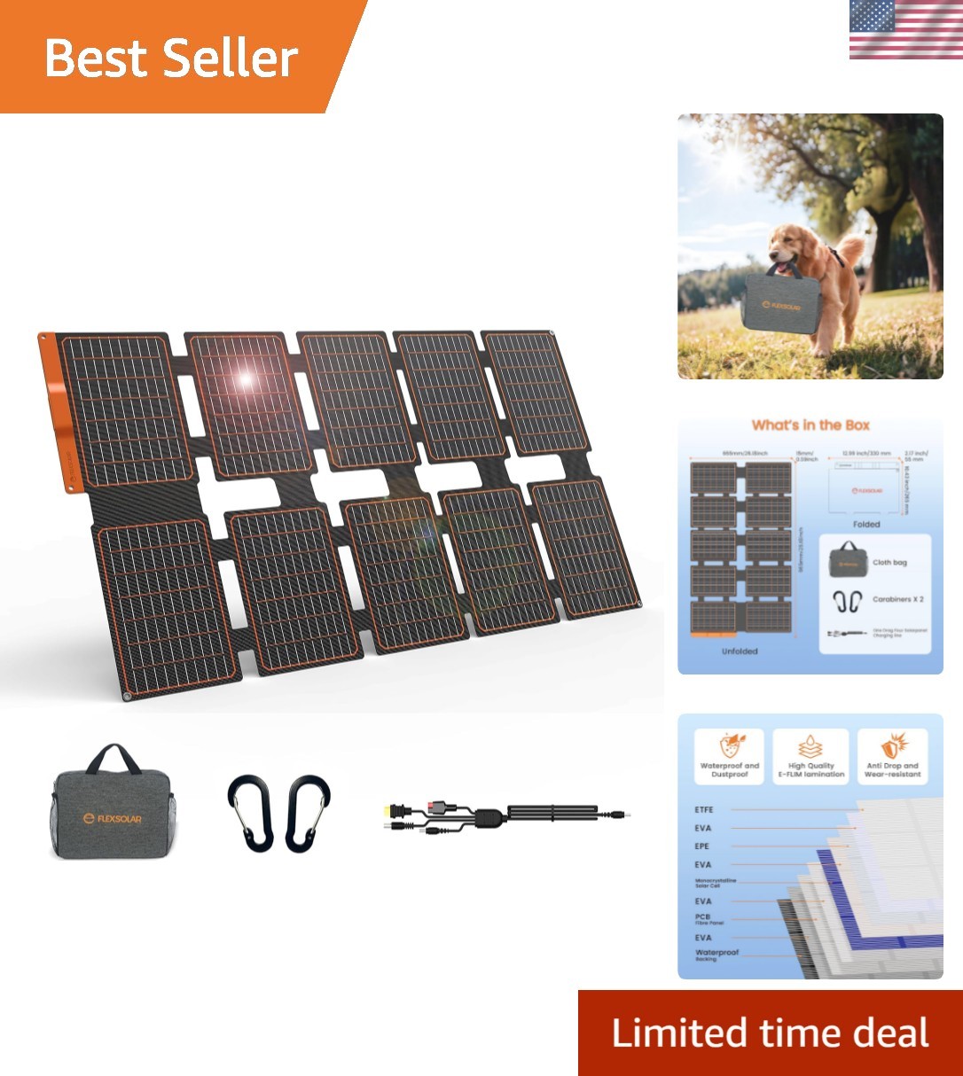 Compact 100W Solar Panels with Waterproof Design for Phones & Power Stations