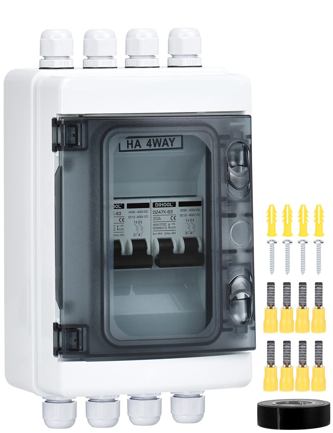 DC Circuit Breaker Box Cover with UV-Proof, 20 Amp Electrical Power Distribut…
