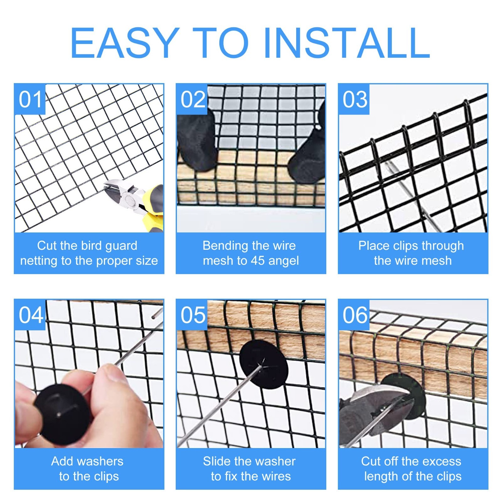 Solar Panel Critter Guard Roll Kit – 6in x 100ft PVC Pigeon Barrier Netting, 120