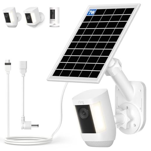 7W Solar Panel & 2-in-1 Wall Mount for Ring Cam – Adjustable, Weatherproof Charg