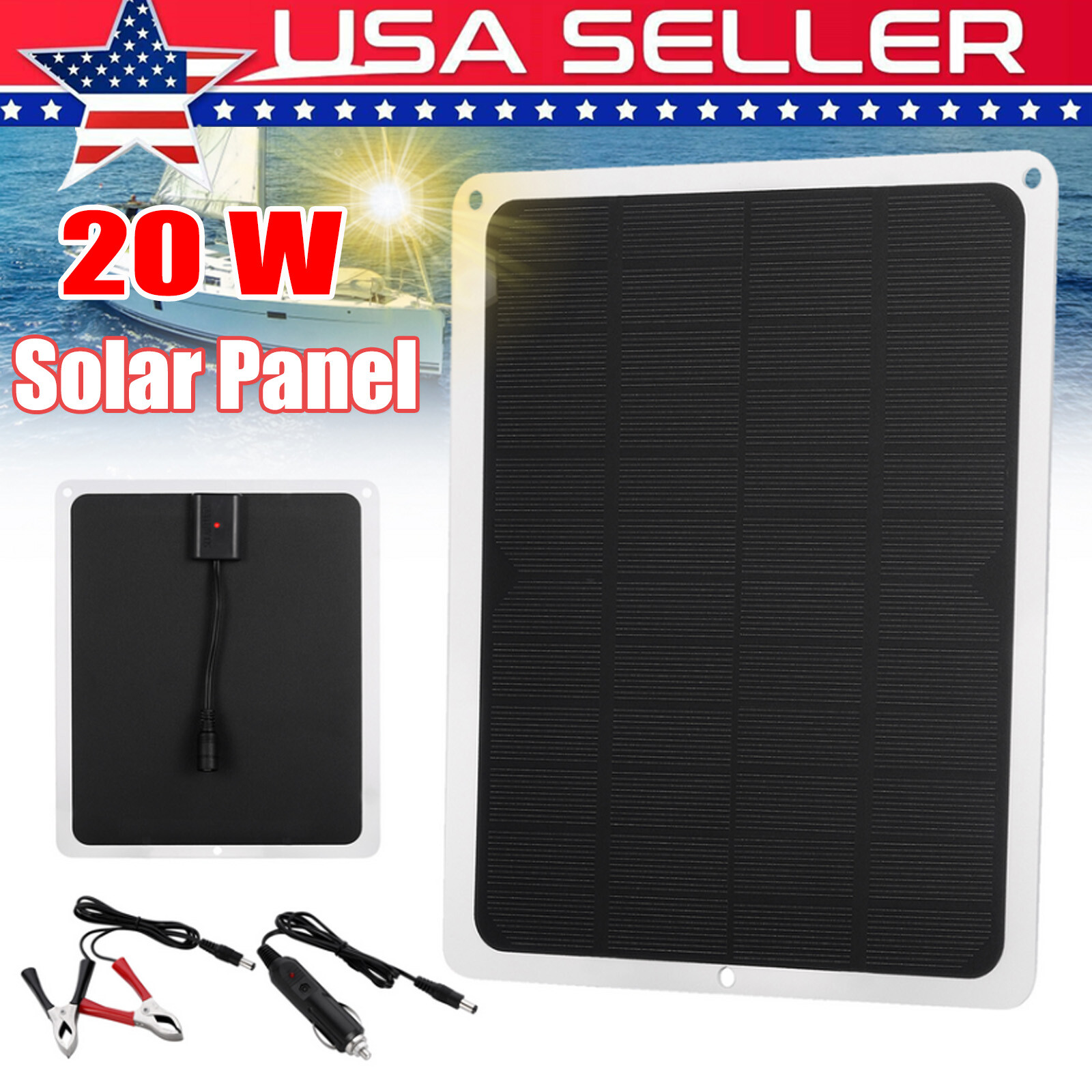 DC12V Solar Panel Trickle Charger Battery Charger Kit For Maintainer Boat Car RV