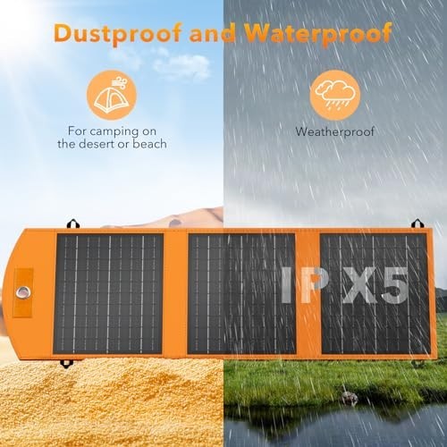 Solar Panels 30W Portable Foldable Solar Charger with 5V USB-A and USB-C Fast Ch