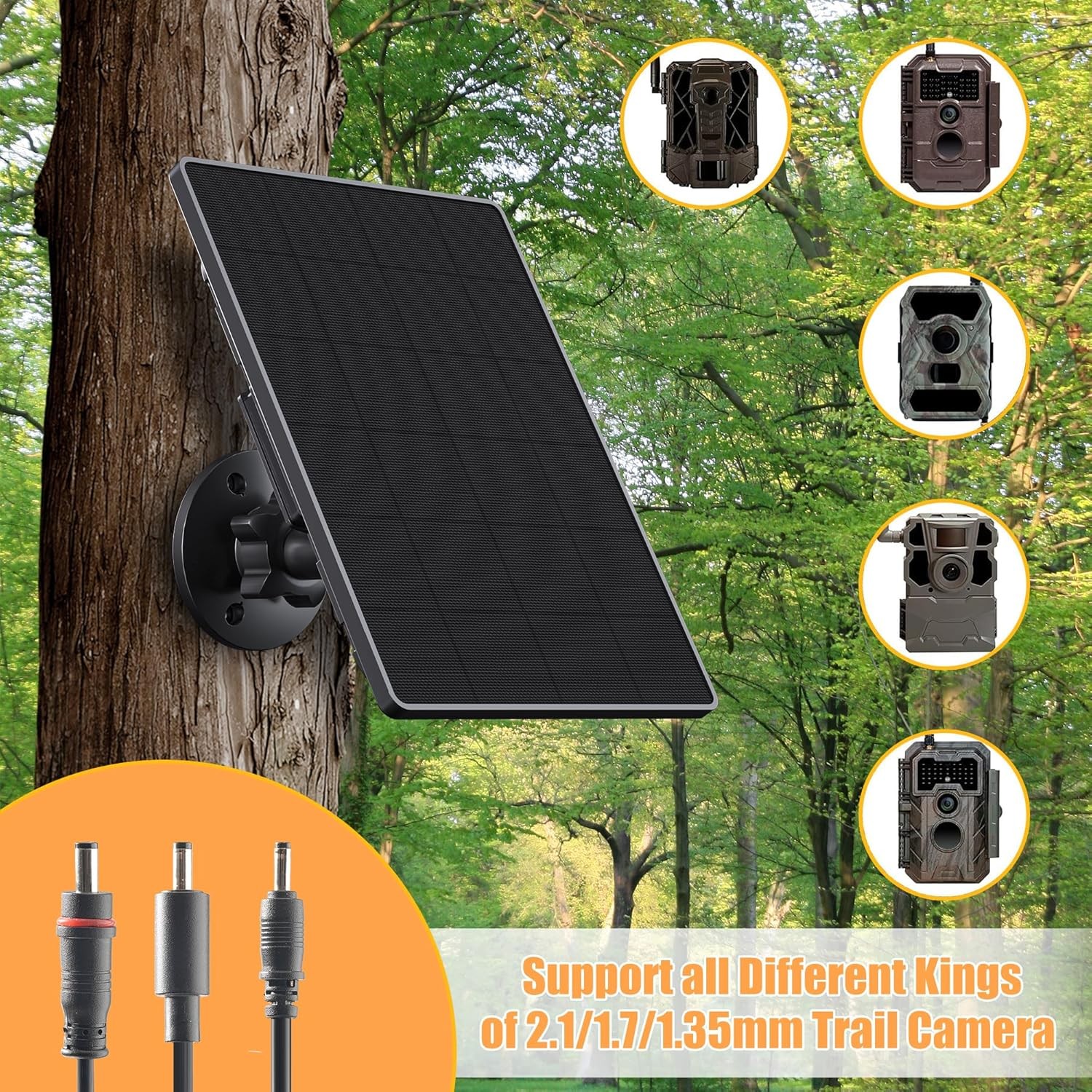 Trail Camera Solar Panel,6W Solar Battery Charger Kit 6V/2A 9V/1.5A 12V/1A W/