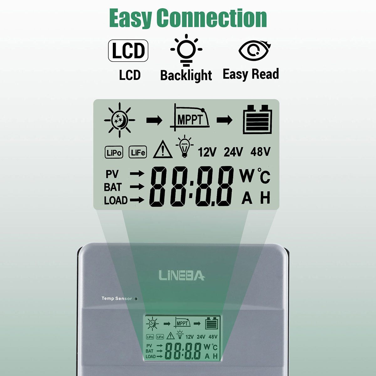 30 60 100Amp MPPT Solar Charge Controller 12V/24V/36V/48V DC Input LCD Regulator