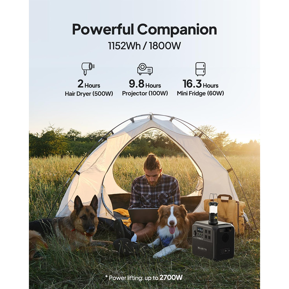 BLUETTI AC180 1800W 1152Wh Portable Power Station Solar Generator for RV Outdoor