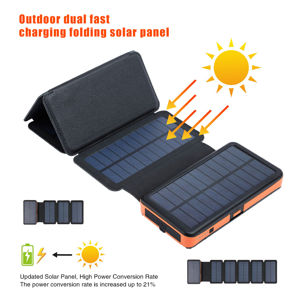 46800mAh Portable 6 Solar Panel Charger Folding Solar Power Bank For Cell Phone