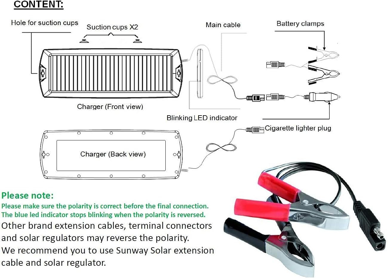 Car Battery Trickle Charger & Maintainer 5W Solar Panel Power 12V Charger Kit Po