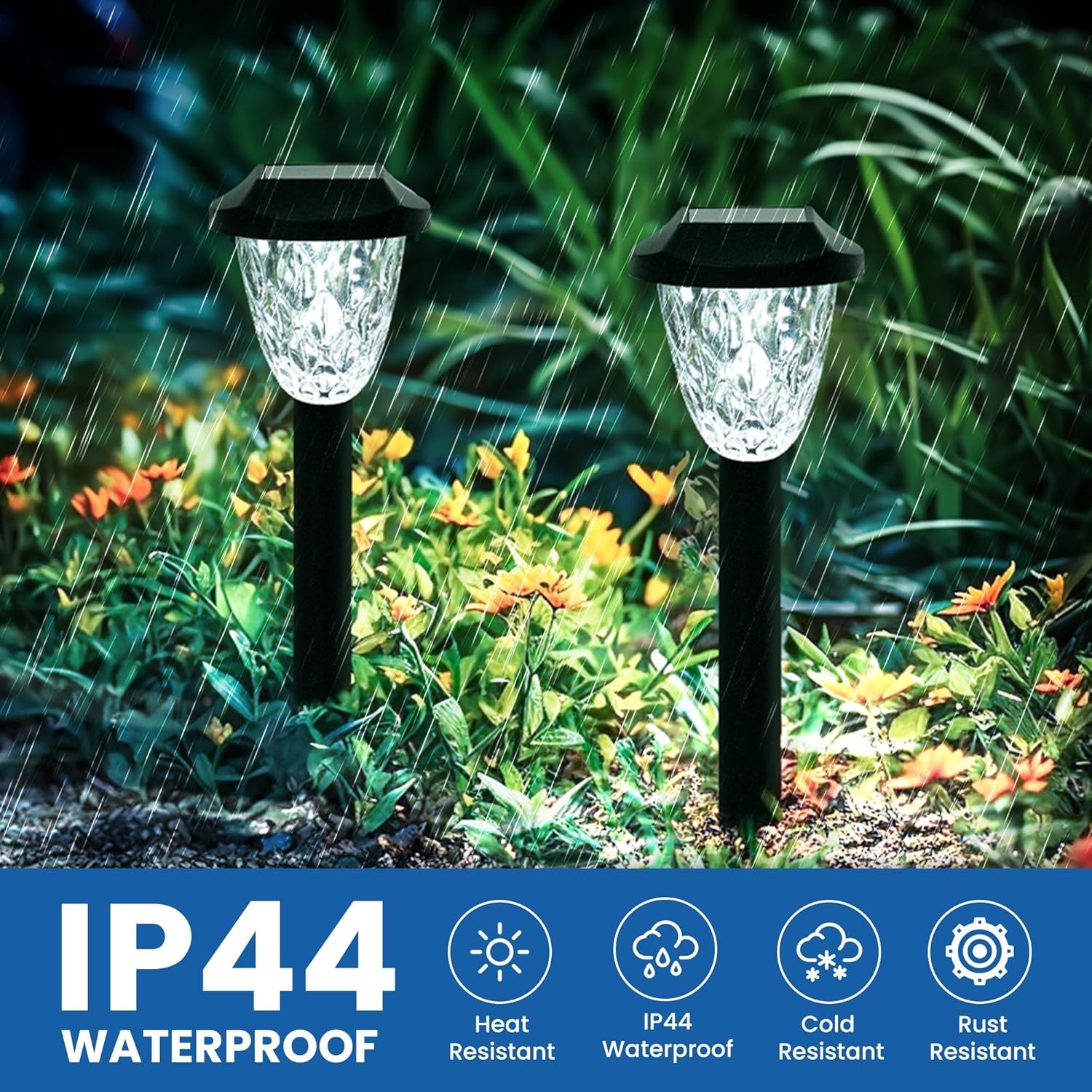 GIGALUMI 8 Pack Solar Pathway Lights with Decorative Pattern