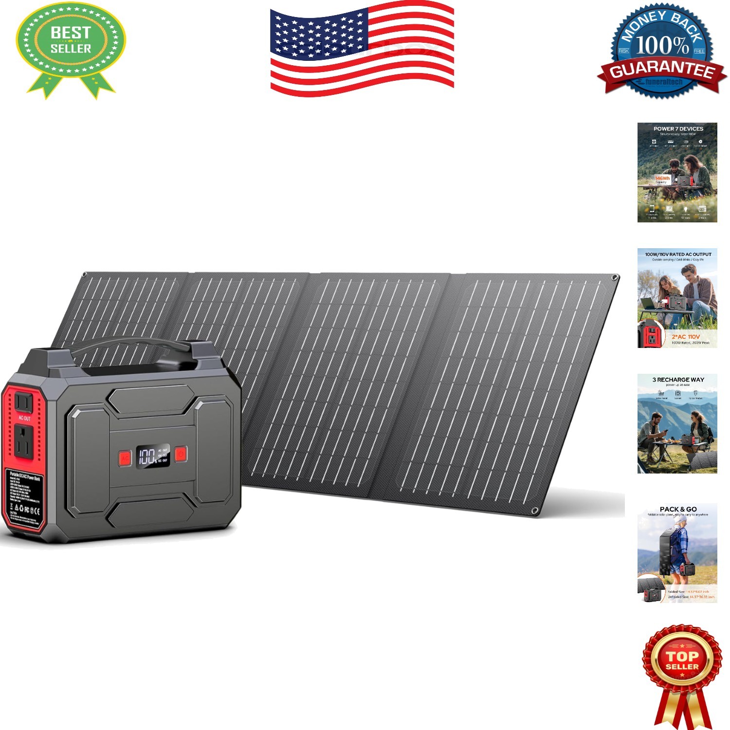 200W Solar Powered Generator with 40W Panel – Portable Power Station for Adve…