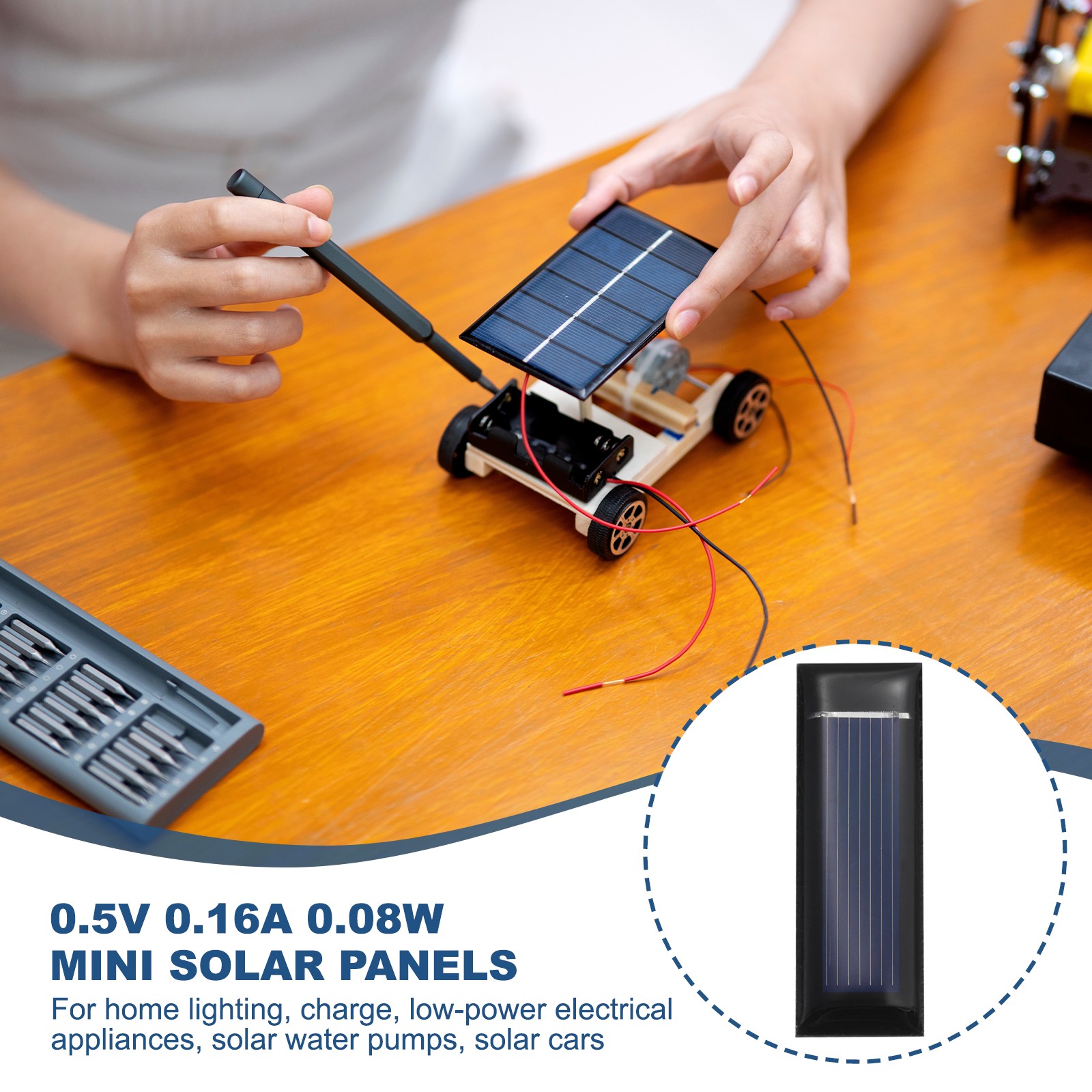 8PCS 0.5V 0.08W 0.16A Mini Solar Panels Small Solar Photovoltaic,Power Cells