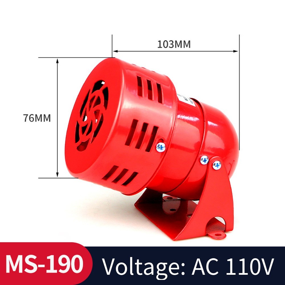 Red Alarm Siren with Motor Powered Sound for Wide Range Voltage Applications