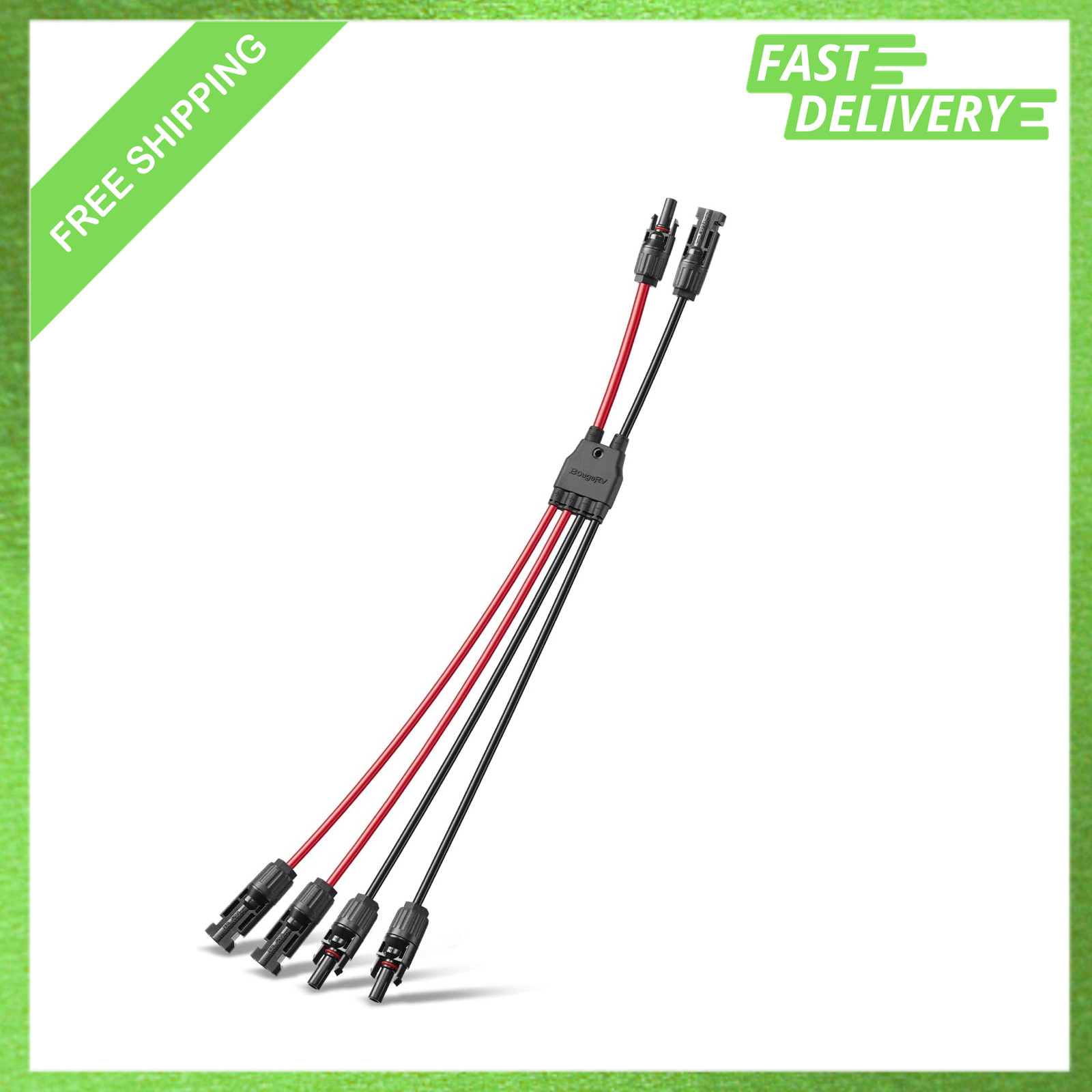 Solar Panel Parallel Connectors, 2 to 4 Y Branch Adapter Cable, 10AWG Splitter