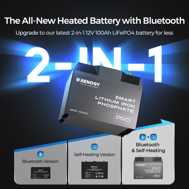 Renogy 12V 100Ah Battery Bluetooth Self-Heating LiFePO4 Open Box