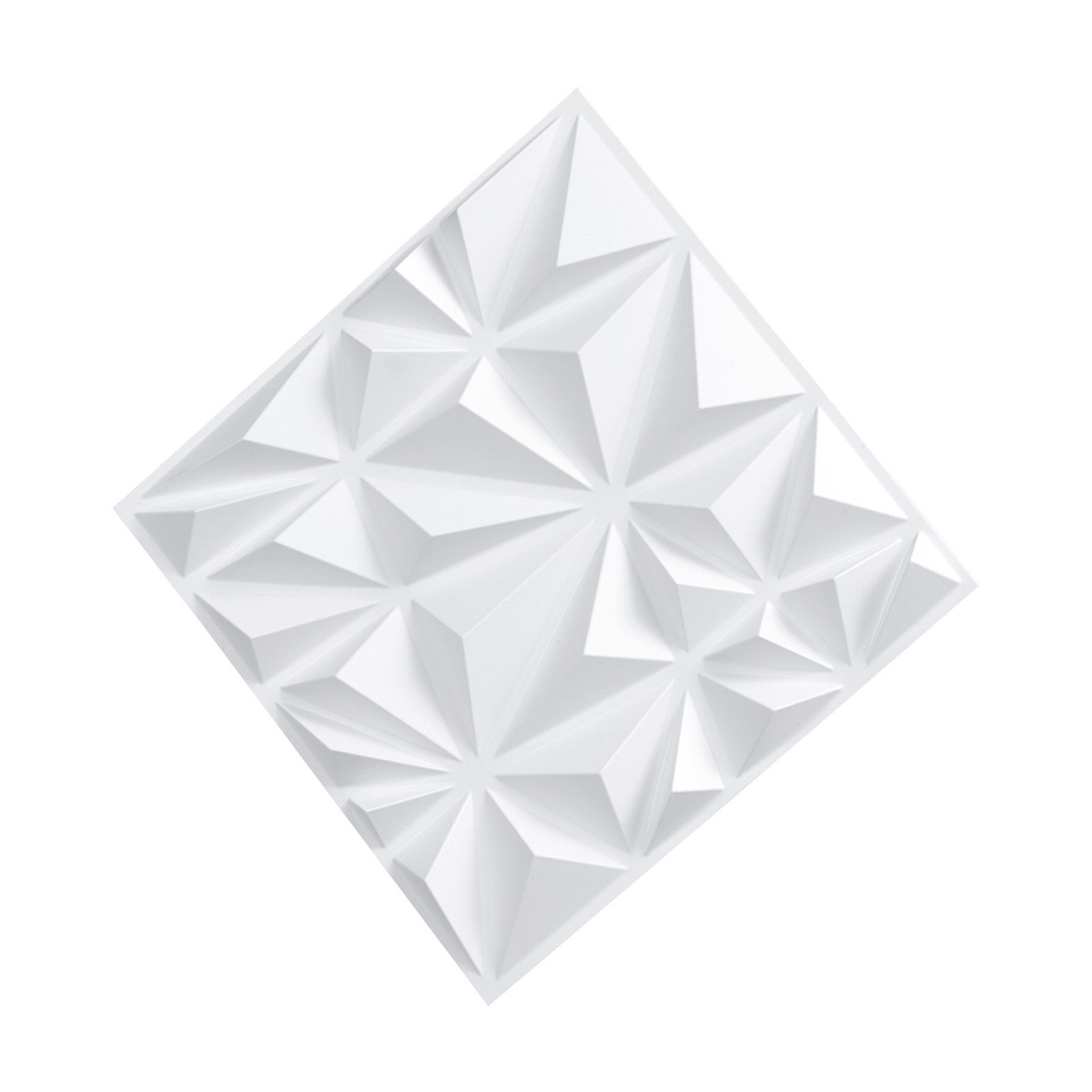 33 Pack 3D Diamond Wall Panels, 11.81 x 11.81 in PVC, 32 Sq Ft, Matte White for