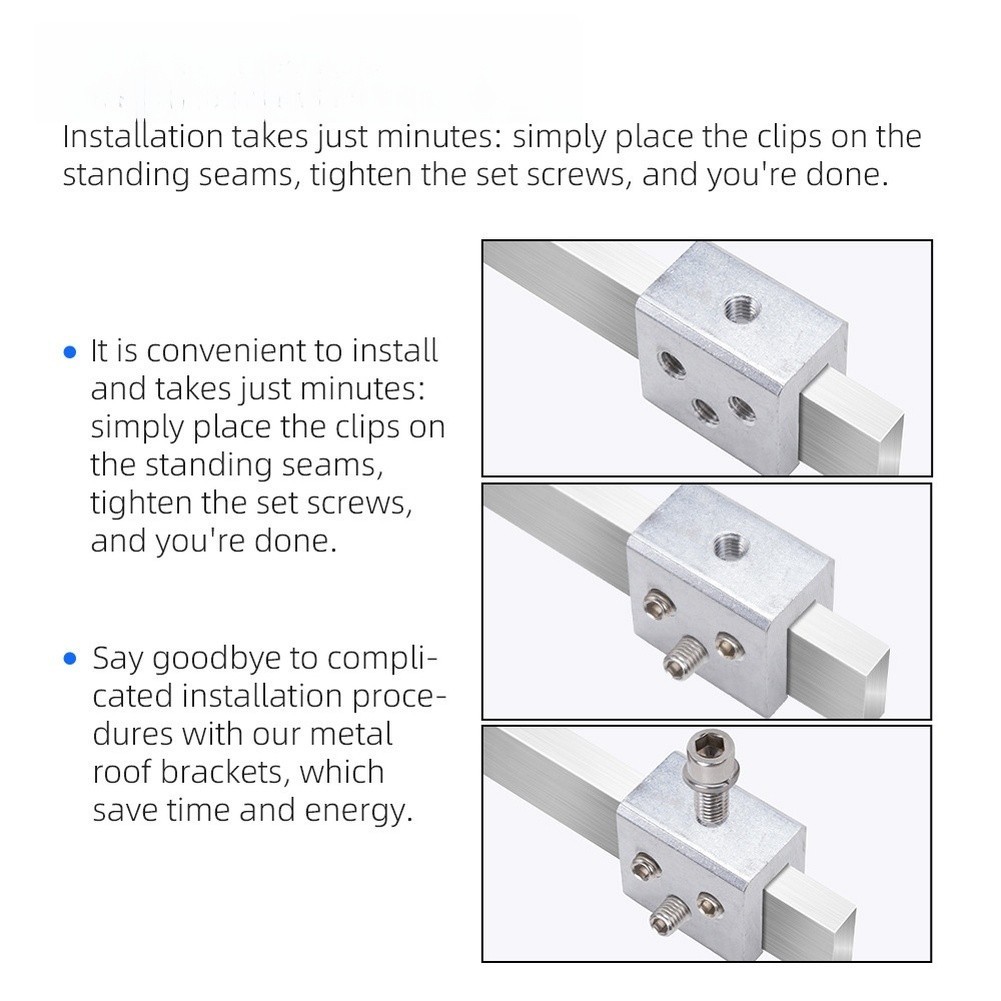 Lightweight Aluminum Clamps for Solar Panels on For Standing Seam Roofs