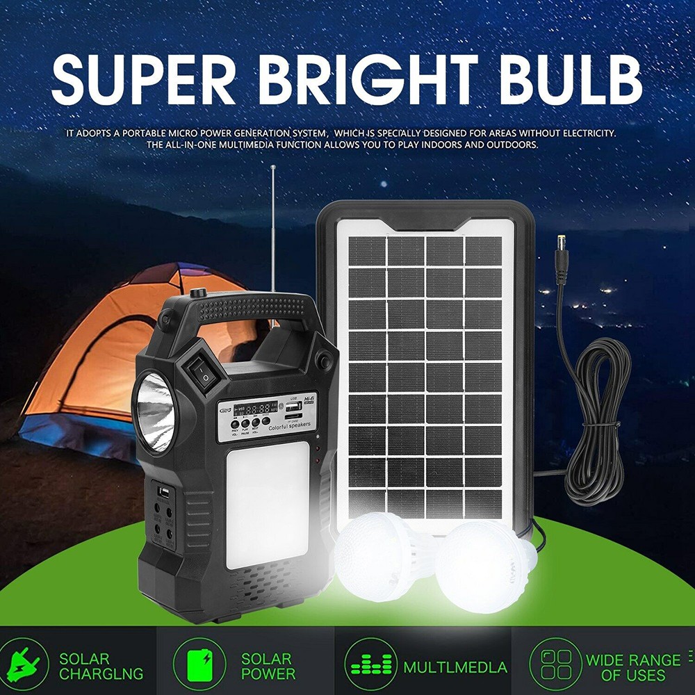 Portable rechargeable solar power generation radio system with lighting US K7