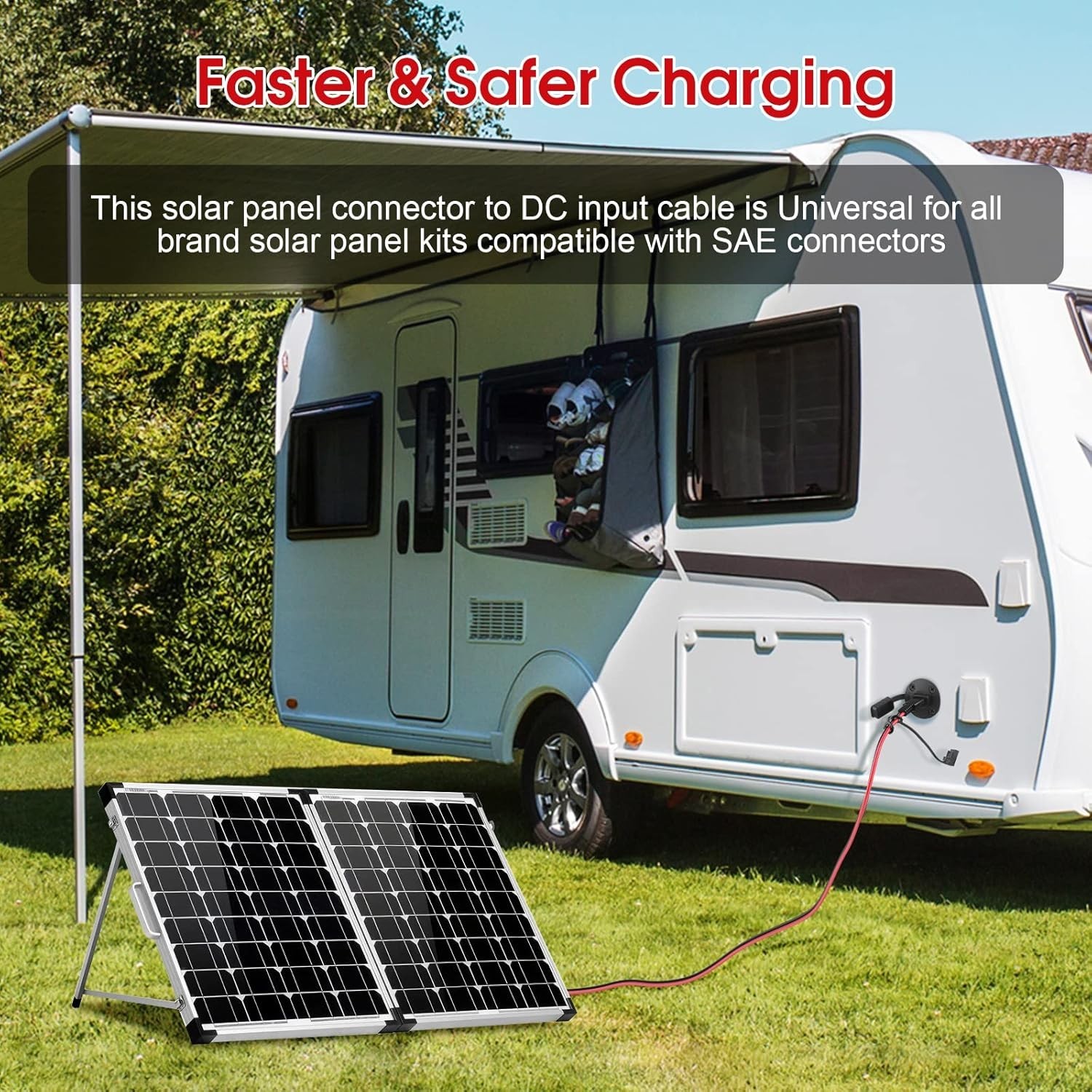 DC 8mm to SAE Connector Adapter 14AWG Cable – Male/Female Solar Charger Cord