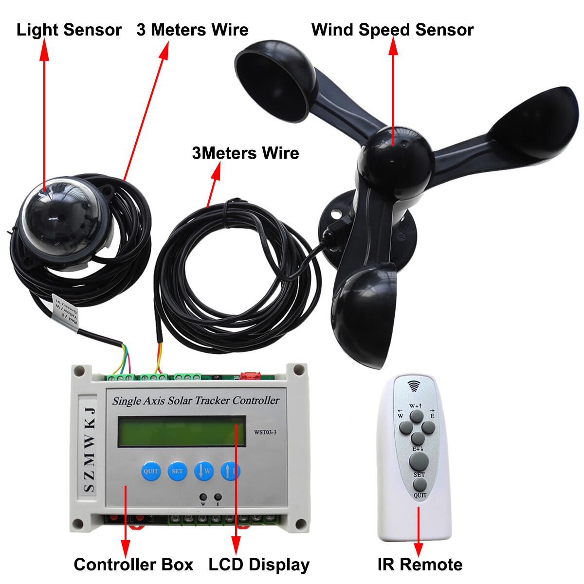 US 6000N Electronic Single Axis Solar Tracking Controller W/ Linear Actuator Kit