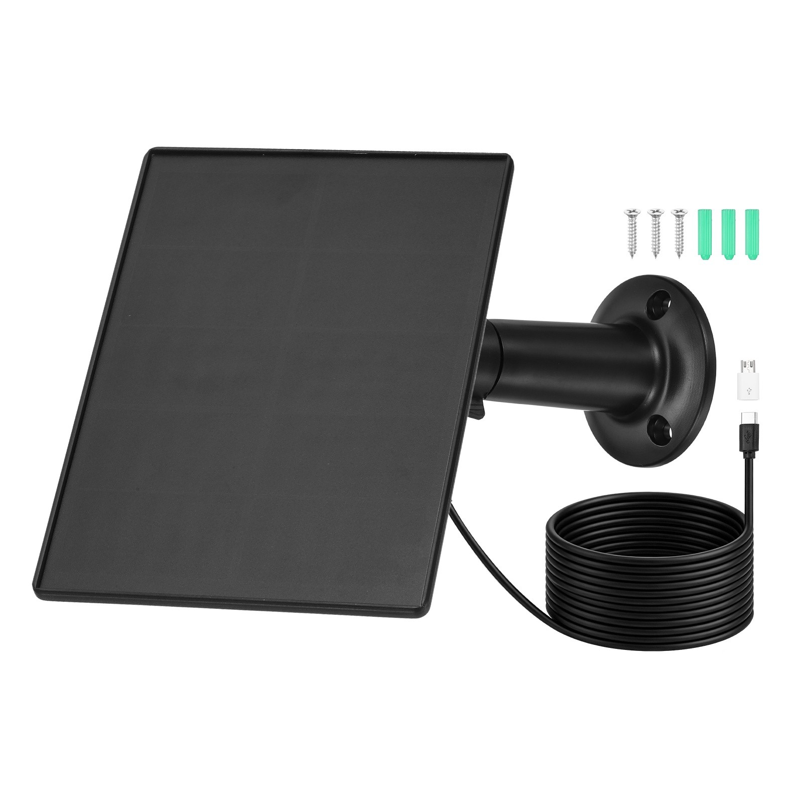 1 Pack of 5V 4W Solar Panel, Waterproof Dual Type-C/USB Solar Charger, Black