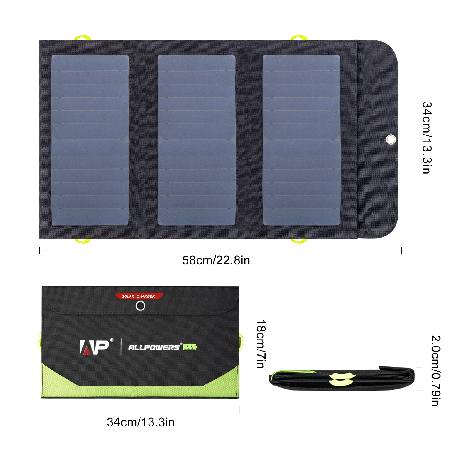 Solar Panel 5V 21W Portable Charger Battery Charging For Mobile Phone Hiking