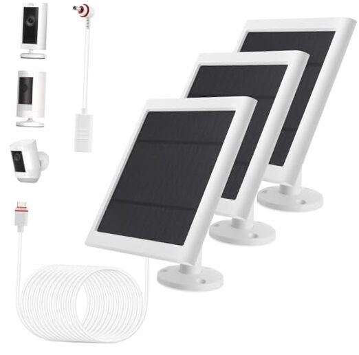 Solar Panel Outdoor for Ring Cameras () Spotlight Cam Plus/Pro Stick White 3P