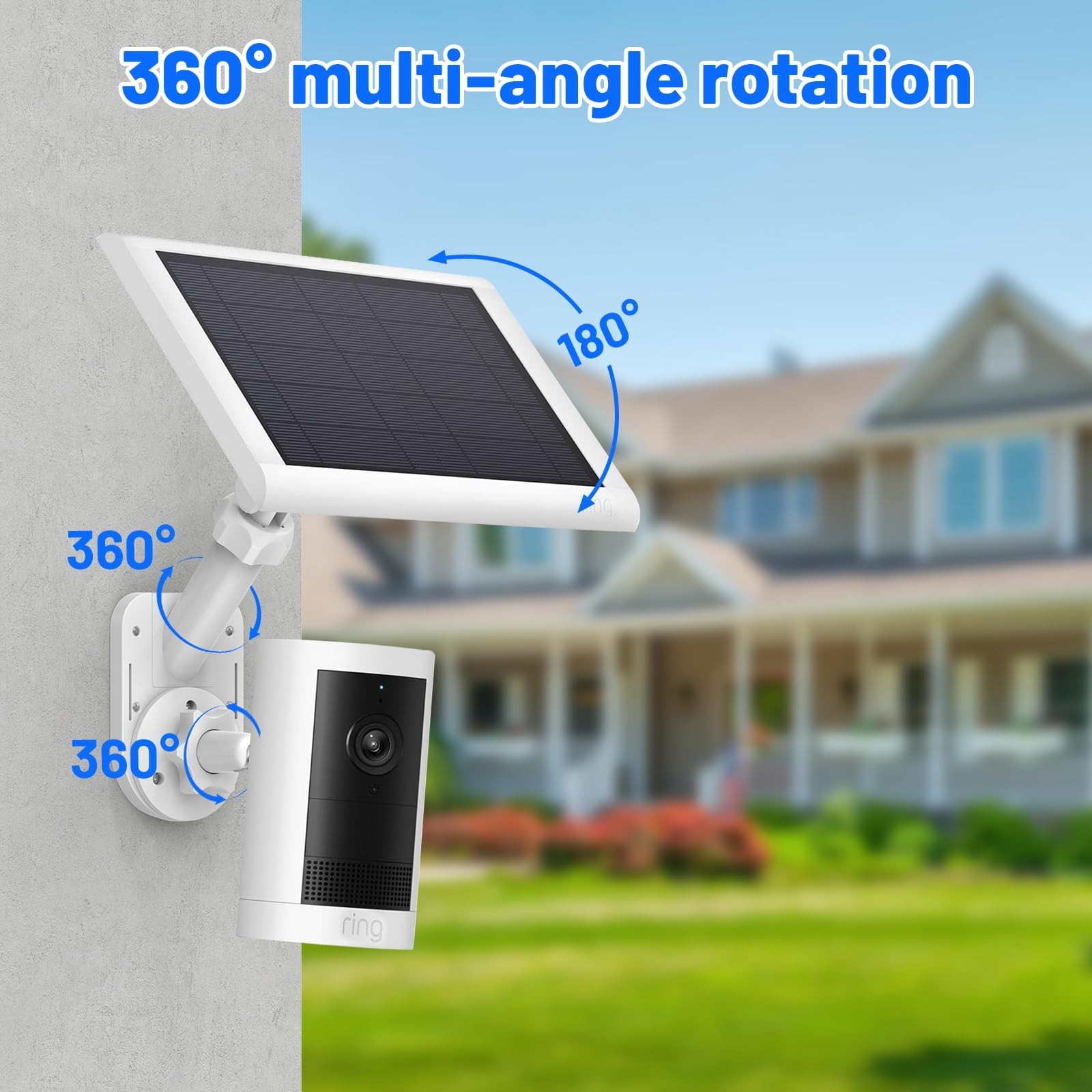 Universal 2-in-1 Adjustable Wall Mount for Solar Panels & Cameras – 360° Rotatio