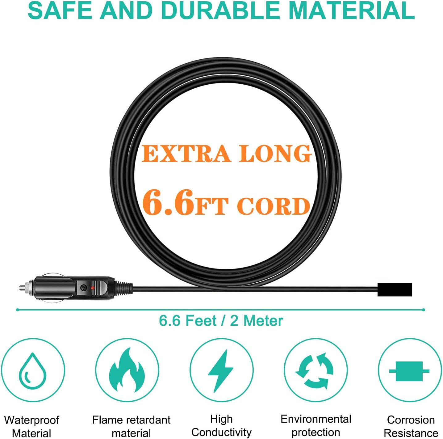 12V/24V Car Charger Cable for Jackery Explorer 1000 V2/1000 Pro /1500/1500 Pro /