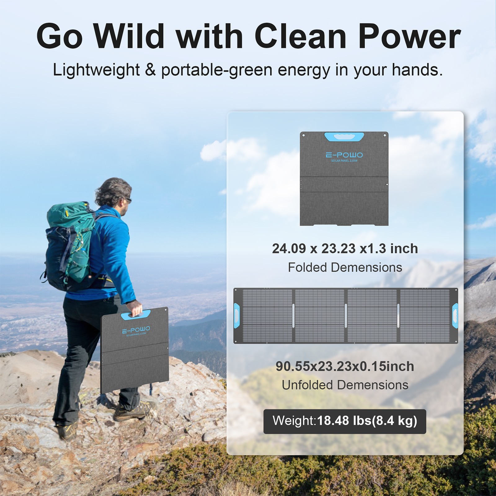 2x 220Watt Solar Panel for Jackery EXPLORER 2000 V2 2000 5000 plus power station