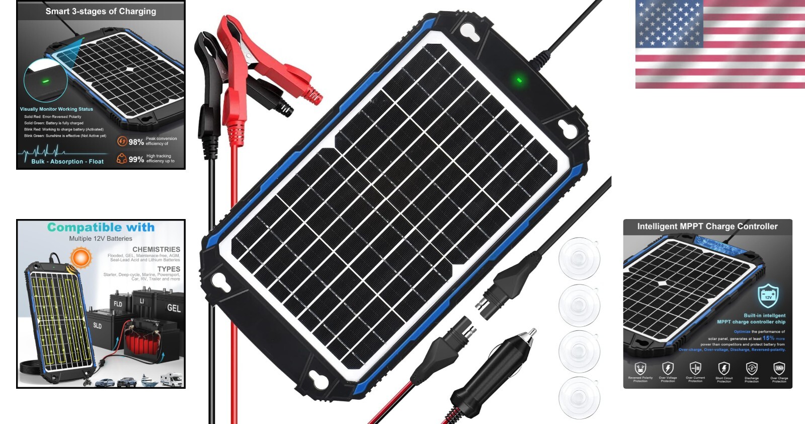 Effortless Charging with 12W Solar Panel – UltraSmart MPPT Technology Included