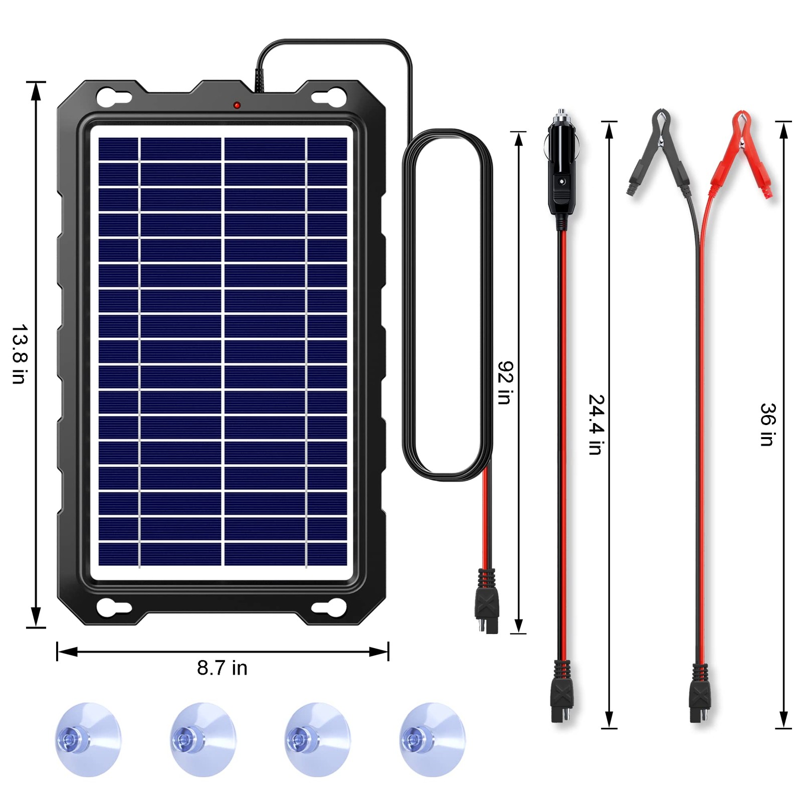 Upgraded 7.5W-Solar-Battery-Trickle-Charger-Maintainer-12V Portable Waterproo…