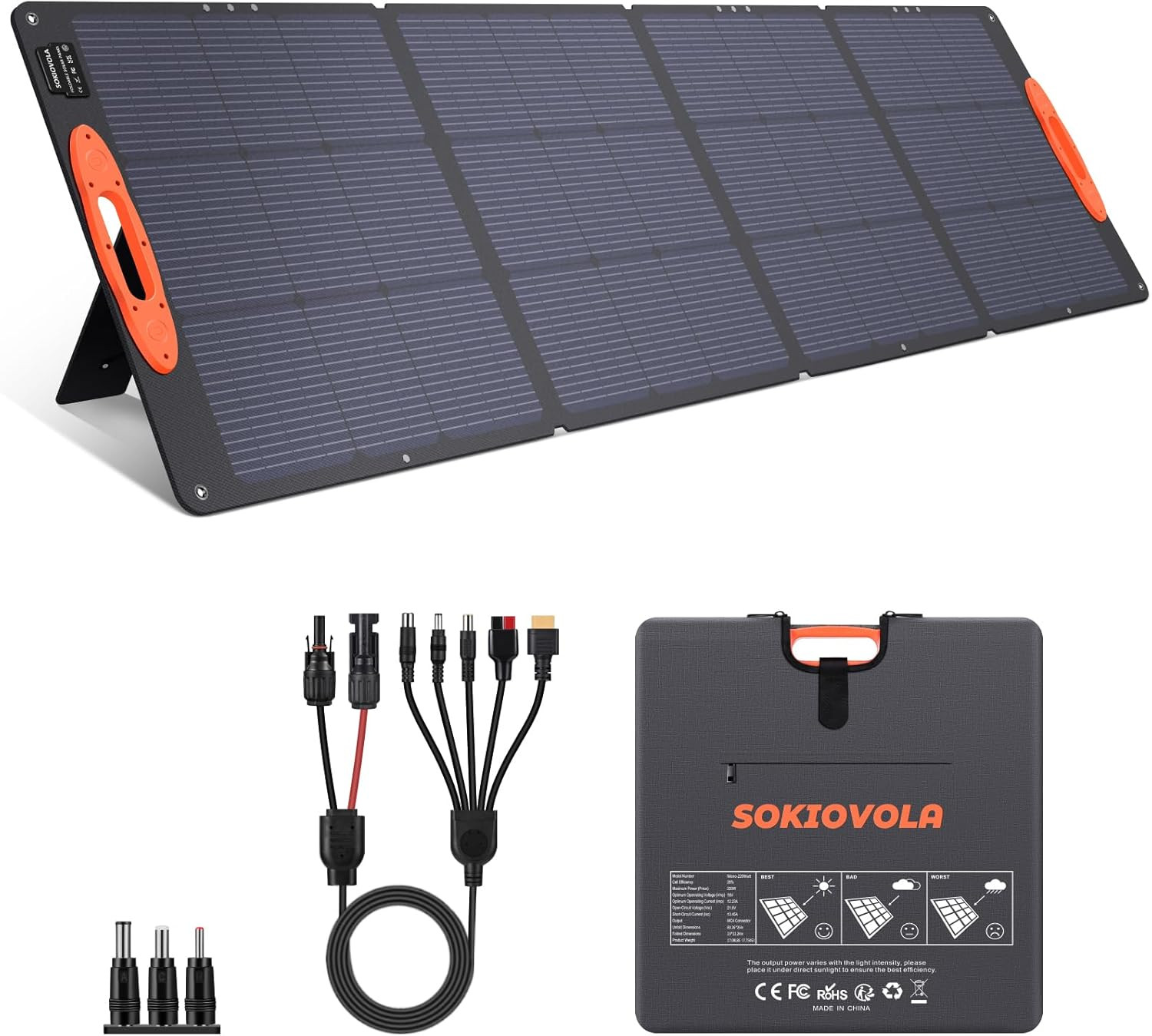 N-Type 16BB 220W Portable Solar Panel for Ef/Jackery/Bluetti/Anker Power Station