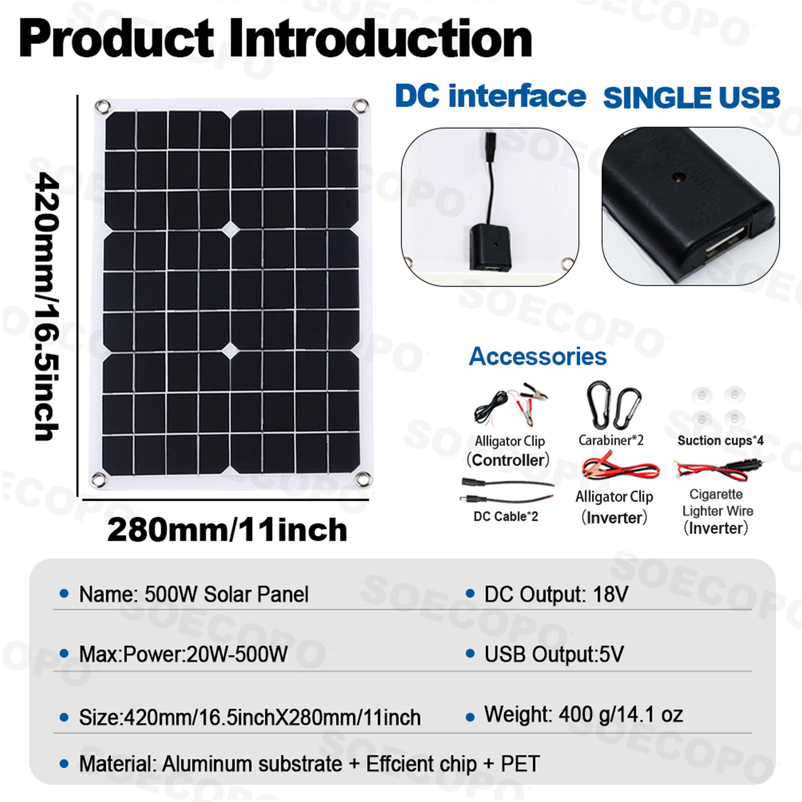10000W Solar Kit – 500W Panel 100A MPPT Controller DC Cable 12V/24V to 110V