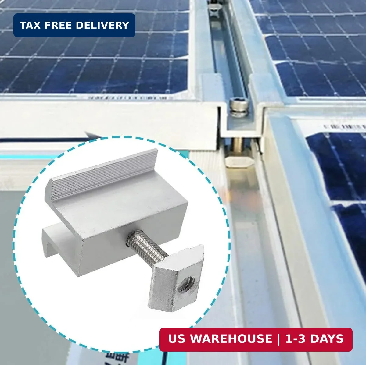 20 Pack Solar Panel Mid Clamps, Aluminum Mounting Brackets for 1.2″ – 2″ Thick P